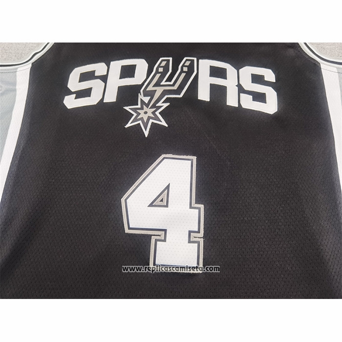 Camiseta San Antonio Spurs DeAaron Fox NO 4 Icon 2024-25 Negro